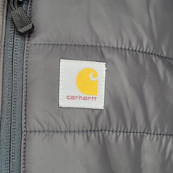 NWT Carhartt 2XL Shadow Gray Rain Defender Nylon Insulated Mock Neck Vest Hiking - Picture 2 of 9